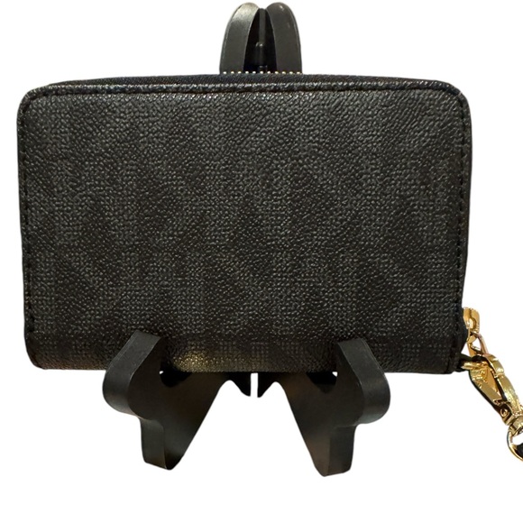 Michael Kors Print Black Wallet With Gold Accents - Picture 2 of 3